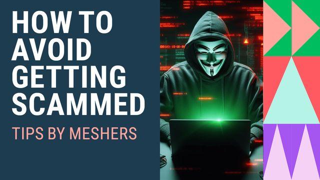 Text visual of how to avoid getting scammed with vibrant colors