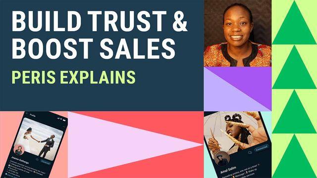 Text graphic with Peris on how to build trust & boost sales.