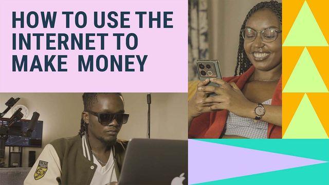 Text graphic on how to use the internent to make money